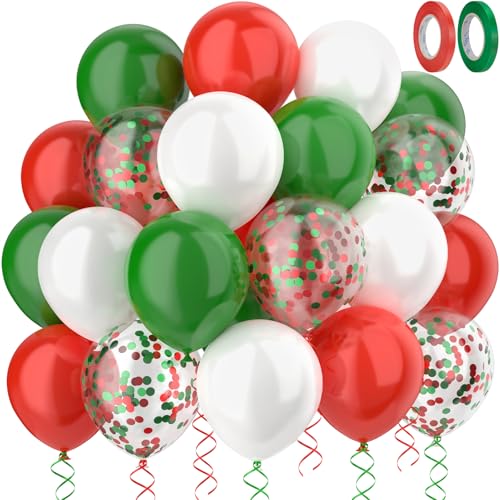 RISEMART Luftballons Rot Grün Ballons Set, luftballons hochzeit Set 60 Stück 30cm Helium Ballons mit 2 Rollen Band als Geburtstag Jubiläum Party Dekoration Graduierung von RISEMART