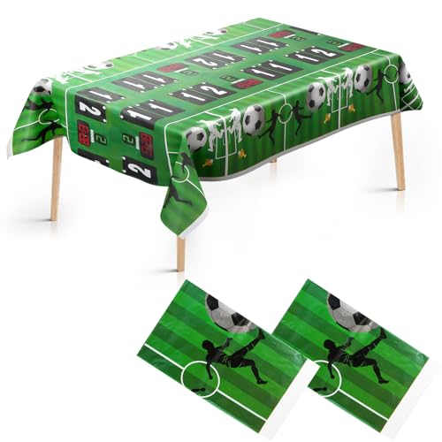 2 Stück FußBall Tischdecke, 108 x 180cm Fussball Tischdecke, Plastik Fußball Party Tischdecken, Rechteckige Tischdecke Fußball Kindergeburtstag für Fußballpartys, Geburtstage von RISF