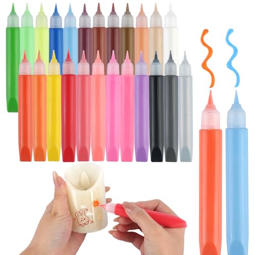 24 Farben Wachsstifte Für Kerzen, 10,5 ml Kerzen Bemalen, Abwaschbares Keramik Kerzenstifte, Candle Pen für Kerzen Verzieren, Kerzen Bemalen, Tassen Bemalen, Keramik Bemalen Set von RISF