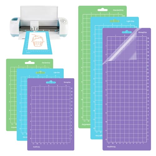 6 Stück Schneidematte für Cricut Joy 4,5"x12" (30,5 cm x 11,4 cm) 4,5"x6,5" (16,5 cm x 11,4 cm), Light/Standard/Strong Grip, Rutschfeste und Langlebige Schneidematte, Selbstklebende Ersatzschneidematt von RISVOWO