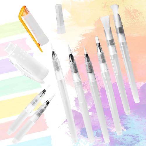 8 Stück Wasserstift Set, Wasserpinsel Stifte mit Befüllbarer Wassertank, Aquarell Water Brush Pens, Pinsel Für Wasserfarbenmalerei, Kalligraphie Künstlerische Malerei von RISVOWO