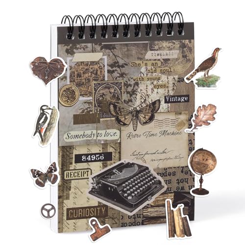 50 Blatt Scrapbook Aufkleber Book Selbstklebend Stickerbuch Dekorative Aufkleber Brown Kollektion Design Washi Ästhetische Vintage Aufkleber für Journailing Scrapbooking Kalender DIY Geschenk von RISYPISY