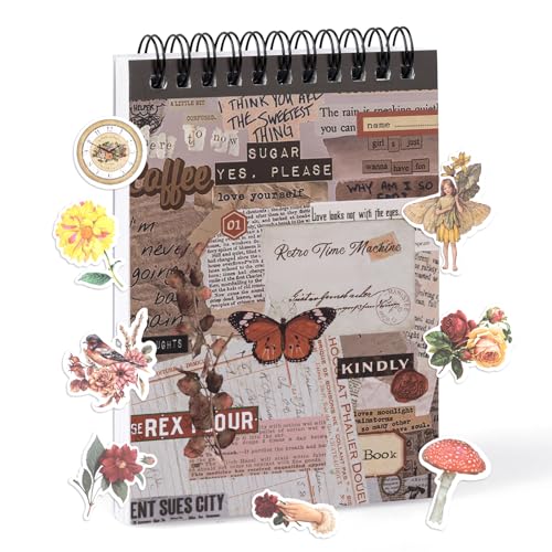 50 Blatt Scrapbook Aufkleber Book Selbstklebend Stickerbuch Dekorative Aufkleber Orange Kollektion Design Washi Ästhetische Vintage Aufkleber für Journailing Scrapbooking Kalender DIY Geschenk von RISYPISY