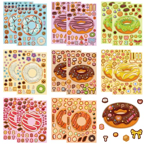 Donut Aufkleber Diy Bastelaufkleber Niedliche Donut Sticker Scrapbook Album Aufkleber Vinyl Wasserfest Aufkleber Geeignet für Tagebuch, Kühlschrank, Thermosbecher, Gepäck von RIUAHST