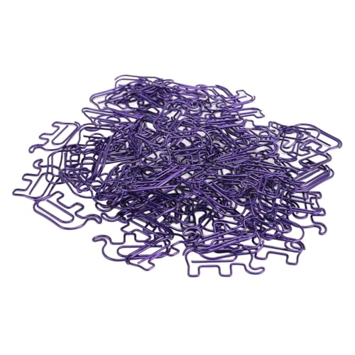 100 Stück Edelstahl-Büroklammern in Elefantenform für Dokumente, Notizbücher, Scrapbooking, mit Aufbewahrungsbox, Büro, Schule (PURPLE) von RIZGHWOY