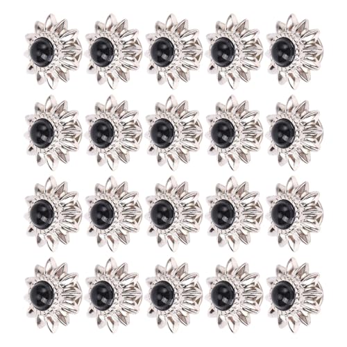 20 Sets Elegante Türkisfarbene Vintage Blumenschraube Schnalle Zinklegungshandwerk Nieten für Lederhüte Gürtel mit Retro Daisy Dekorative Schnalle für Handwerk (BLACK) von RIZGHWOY