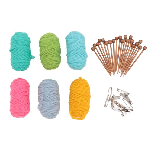 Mini-Strickwerkzeug-Set für Einfaches Basteln mit Stecknadeln und Puppenkleidung, Tragbaren und Langlebigen Stricknadeln und Garn (Walnussfarbe) von RIZGHWOY