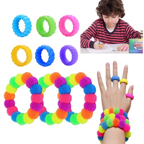 Autismus Spielzeug,Sensorik Spielzeug 9 Stück Sensorisches Anti Stress Spielzeug Fidget Toys Akkupressurringe Kindergeburtstag Mitgebsel Set Stressabbau, ADD, ADHS Spielzeug Pinata Füllung von RIZTGAE