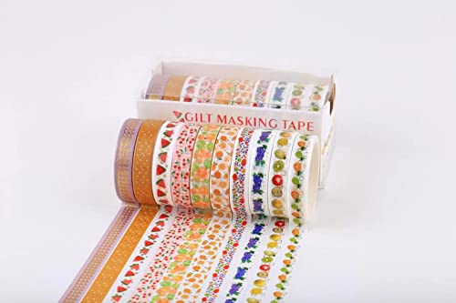 RJDJTTBD 20 Rollen schmales Washi-Tape-Geschenkbox-Set, 8 mm breit (2 m lang), niedliches dekoratives Klebeband für Scrapbooking, Bullet Journals, Planerbedarf, DIY-Kunst und Handwerk, Junk Journal, von RJDJTTBD