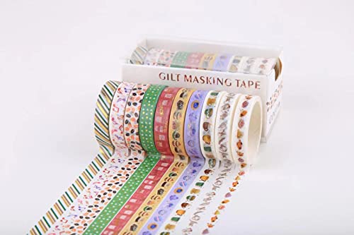 RJDJTTBD 20 Rollen schmales Washi-Tape-Geschenkbox-Set, 8 mm breit (2 m lang), niedliches dekoratives Klebeband für Scrapbooking, Bullet Journals, Planerbedarf, DIY-Kunst und Handwerk, Junk Journal, von RJDJTTBD