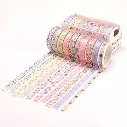 RJDJTTBD 20 Rollen schmales Washi-Tape-Geschenkbox-Set, 8 mm breit (2 m lang), niedliches dekoratives Klebeband für Scrapbooking, Bullet Journals, Planerbedarf, DIY-Kunst und Handwerk, Junk Journal, von RJDJTTBD