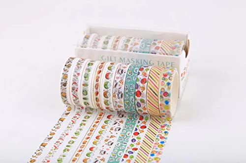 RJDJTTBD 20 Rollen schmales Washi-Tape-Geschenkbox-Set, 8 mm breit (2 m lang), niedliches dekoratives Klebeband für Scrapbooking, Bullet Journals, Planerbedarf, DIY-Kunst und Handwerk, Junk Journal, von RJDJTTBD