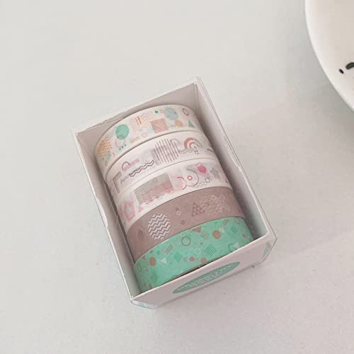 RJDJTTBD 5 verschiedene Vintage-Washi-Tape-Rollen – dekorative Klebebänder für Scrapbooking, Journaling, Planung, Basteln und Geschenkverpackungen von RJDJTTBD