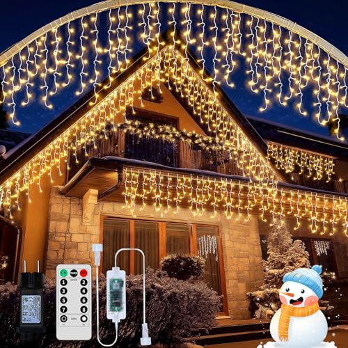 RJEDL 18+5M 600 LED Erneuerbar Eisregen Lichterkette, Weihnachtslichterkette mit 8 Modi, Timer, Memory-Funktion Weihnachtsbeleuchtung Lichtervorhang， für Innen Außen Weihnachten Balkon Deko von RJEDL