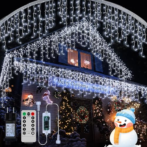 RJEDL 18+5M 600 LED Erneuerbar Eisregen Lichterkette, Weihnachtslichterkette mit 8 Modi, Timer, Memory-Funktion Weihnachtsbeleuchtung Lichtervorhang， für Innen Außen Weihnachten Balkon Deko von RJEDL