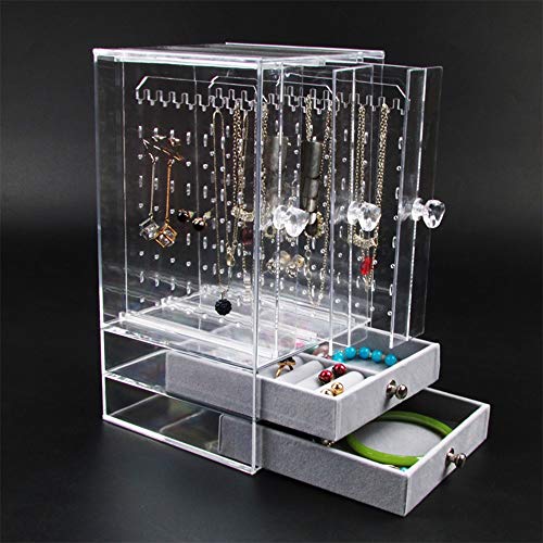 Schmuckaufbewahrungs-Organizer-Rack, Kunststoff-Schmuckschatulle, Aufbewahrungsbox mit großer Kapazität, Ohrstecker-Ohrringbox, Halsketten-, Ring-, Armband- und Armband-Ausstellungsständer für die A von RJYYYDSO