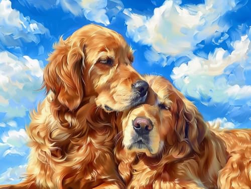 RKFLGEW 14CT Diy Stickset Golden Retriever Tier Gestempelt Kreuzstich Kit Hund Ölgemälde Nadelspitze Gezählt Kits Stickerei Kit Kunst Und Kunsthandwerk Für Home Decor 50x70cm von RKFLGEW