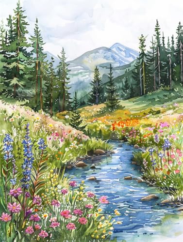 RKFLGEW 14CT Kreuzstich Stickpackungen Landschaft Blumen Flüsse Berge Diy-Kreuzstichmuster，Sets，Kunsthandwerk，Handarbeit，Stickset Für Heimdekoration 80x100cm von RKFLGEW