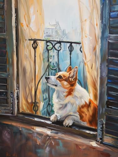 RKFLGEW 14CT Stickbilder Erwachsene Corgi Tier Kreuzstich Kit Bemalter Hund Vorgedruckter Stoff Kreuzstich Diy Kunst Handarbeiten Sticksets Für Erwachsene Anfänger 50x70cm von RKFLGEW