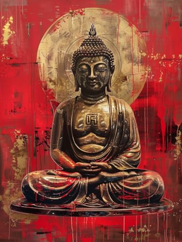 RKFLGEW 14CT Stickbilder Erwachsene Fantasie-Buddha-Statue Kreuzstich-Sets，Stick-Starter-Set Für Anfänger，Sticksets Mit Scherenzubehör Diy-Heimdekoration 60x80cm von RKFLGEW