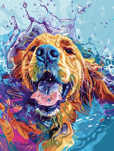 RKFLGEW 14CT Stickbilder Erwachsene Golden Retriever Tier Kreuzstich Kit Hund Porträt Vorgedruckter Stoff Kreuzstich Diy Kunst Handarbeiten Stickerei-Sets Für Erwachsene Anfänger 80x100cm von RKFLGEW