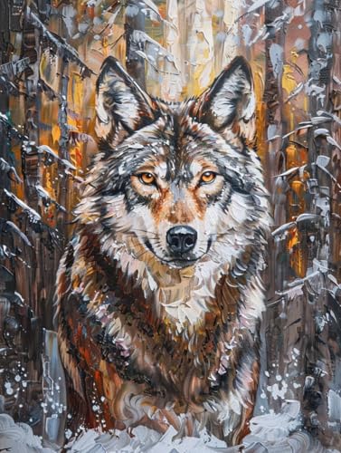 RKFLGEW 14CT Stickbilder Erwachsene Wolf Öl Malerei Kreuzstich Kit Fantasy Landschaft Diy Kreuzstich Muster Kits Handwerk Stickerei Set Für Home Decor 40x50cm von RKFLGEW