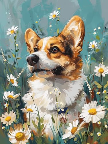 RKFLGEW 14CT Sticken Set Erwachsene Corgi Tier Kreuzstich Kit Bemalter Hund Diy Kreuzstichmuster Kits Handwerk Stickerei Set Für Home Decor 80x100cm von RKFLGEW