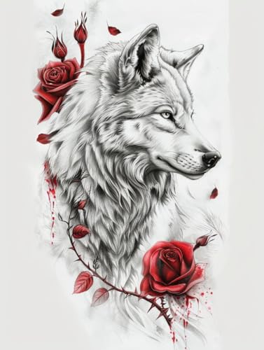 RKFLGEW 14CT Stickset Für Anfänger Wolf Portrait Kreuzstich Set Aquarell Tiere Stickset Für Anfänger Erwachsene Diy Kreuzstiche Nadelspitzen-Sets 50x70cm von RKFLGEW