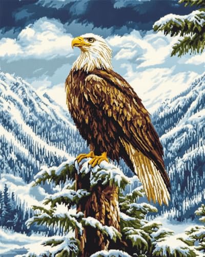 RKFLGEW DIY Stickperlen Adler Im Schnee Perlenstickerei Kit Fantasy Tiere Nadelspitze Gobelin Kit Perlenstickerei Nadelarbeit Kit Perlen Kreuzstich Kit 30x40cm von RKFLGEW