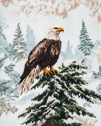 RKFLGEW DIY Stickset Für Erwachsene Adler Im Schnee Perlenstickerei Set Fantasietiere Nadelspitze Handarbeitsset DIY Perlenmalerei 3D Gobelin Kreuzstichset 30x40cm von RKFLGEW