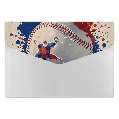 Dokumentenmappe im Baseball-Spritz-Stil für die Arbeit, Aktenordner mit 6 Taschen, Akkordeon-Aktenordner, tragbarer Dokumentenpapier, Quittungen, Organizer, Ordner, Bürobedarf, 33 x 23 cm von RKJVB