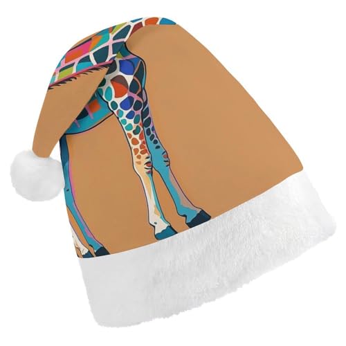 RKJVB Bunte Giraffen-Weihnachtsmannmütze für Damen und Herren, Weihnachtsmütze, Weihnachtsmütze, Partyhut, Strumpfmütze, Totenkopfmütze, Größe S von RKJVB