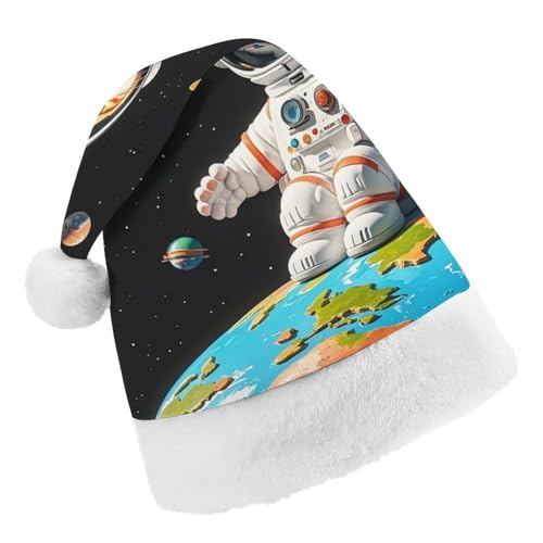 RKJVB Interessante Astronauten-Katzen-Nikolausmütze für Damen und Herren, Weihnachtsmütze, Weihnachtsmütze, Partyhut, Strumpfmütze, Totenkopfmütze, Größe S von RKJVB