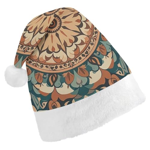 RKJVB Kranz, Mandala-Blume, Weihnachtsmann-Mütze für Damen und Herren, Weihnachtsmütze, Weihnachtsmütze, Partyhut, Strumpfmütze, Totenkopfmütze, Größe S von RKJVB