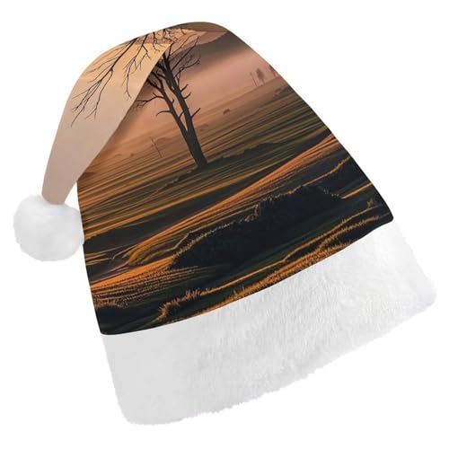 RKJVB Misty Sunrise Weihnachtsmütze für Damen und Herren, Weihnachtsmütze, Weihnachtsfeier, Strumpfmütze, Totenkopfmütze, Größe S von RKJVB