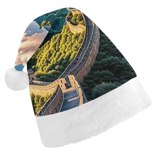 RKJVB The Great Wall Weihnachtsmannmütze für Damen und Herren, Weihnachtsmütze, Weihnachtsmütze, Partymütze, Strumpfmütze, Totenkopfmütze, Erwachsene von RKJVB