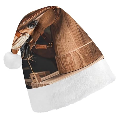 RKJVB Top Carpenter's Horse Head Nikolausmütze für Damen und Herren, Weihnachtsmütze, Weihnachtsmütze, Partymütze, Strumpfmütze, Totenkopfmütze, Erwachsene von RKJVB