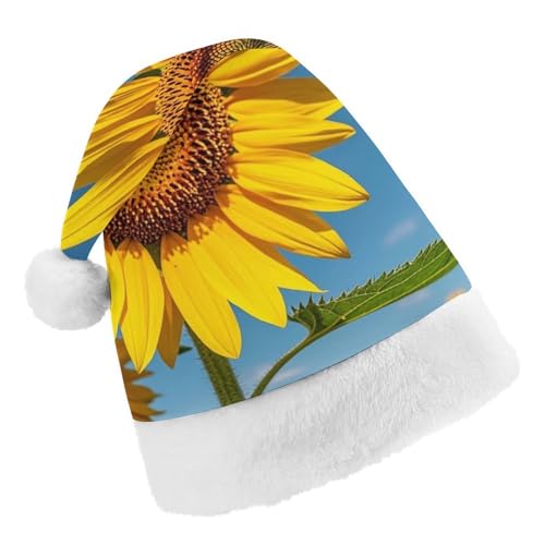 RKJVB Weihnachtsmannmütze mit Sonnenblumen-Bienen für Damen und Herren, Weihnachtsmütze, Weihnachtsmütze, Partyhut, Strumpfmütze, Totenkopfmütze, Erwachsene von RKJVB