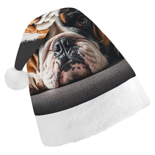 RKJVB Weihnachtsmütze mit Aufschrift "A Sad Bulldogge", Weihnachtsmannmütze für Damen und Herren, Weihnachtsmütze, Weihnachtsstrumpfmütze, Totenkopfmütze, Größe S von RKJVB