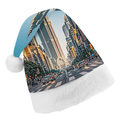 RKJVB Weihnachtsmütze mit Aufschrift "Tall Buildings in the City" für Damen und Herren, Weihnachtsmütze, Weihnachtsmannmütze, Weihnachtsstrumpfmütze, Totenkopfmütze, Erwachsene von RKJVB