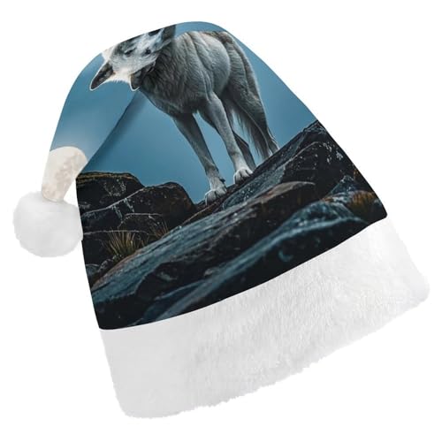 RKJVB Weihnachtsmütze mit Aufschrift "The White Wolf on The Rock" für Damen und Herren, Weihnachtsmütze, Partymütze, Strumpfmütze, Totenkopfmütze, Größe S von RKJVB