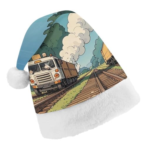 Rural Lokomotive Smoking Railway Nikolausmütze für Damen und Herren, Weihnachtsmütze, Weihnachtsmütze, Partyhut, Strumpfmütze, Totenkopfmütze, Größe S von RKJVB