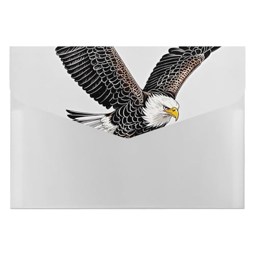 Sketch of Bald Eagle Tauchermappe für die Arbeit, Aktenordner mit 6 Taschen, Akkordeon-Aktenordner, tragbarer Dokumentenpapier, Quittungen, Organizer, Ordner, Bürobedarf, 33 x 23 cm von RKJVB