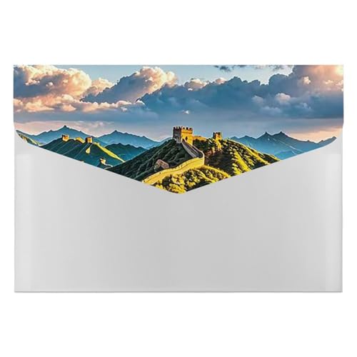 The Great Wall of China Aktenordner für die Arbeit, mit 6 Taschen, Akkordeon-Aktenordner, tragbarer Dokumentenpapier, Quittungen, Organizer, Ordner, Bürobedarf, 33 x 23 cm von RKJVB