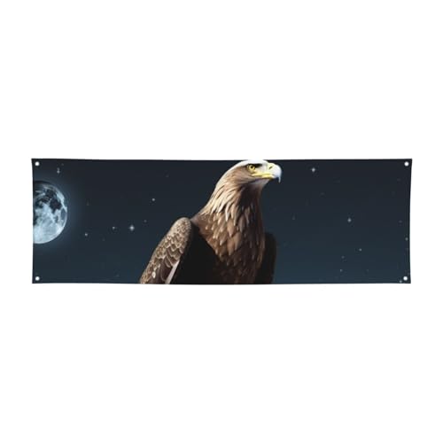 Banner mit Adler unter den Sternen, personalisierbar, groß, für Lndoor Outdoor-Party-Schilder mit vier runden Metalllöchern, Banner für Geschäftsparty-Dekoration von RLDOBOFE