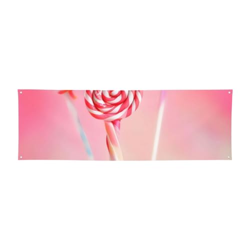 Buntes Lutscher-Banner, personalisierbar, große Banner für Lndoor Outdoor-Party-Schilder mit vier runden Metalllöchern, Banner, Schild für Geschäftsparty-Dekoration von RLDOBOFE