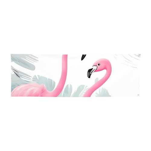 Flamingo-Banner, personalisierbar, große Banner für Draußen, Partyschilder mit vier runden Metalllöchern, Banner, Schild für Geschäftsparty-Dekoration von RLDOBOFE