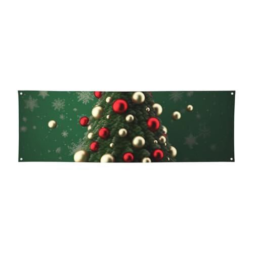 Weihnachtsbaum-Banner mit runder Kugel, personalisierbar, große Banner für Draußen, Partyschilder mit vier runden Metalllöchern, Banner, Schild für Geschäftsparty-Dekoration von RLDOBOFE