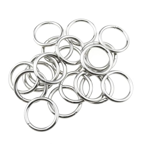 RLECS 20 Stück 25 mm ID Metall Kreisring Silber Offene Eisenspule Geschweißte Eisenring Schnalle Gepäck Zubehör für Kleidung Rucksack Fall DIY Schmuck Haustier Kette von RLECS