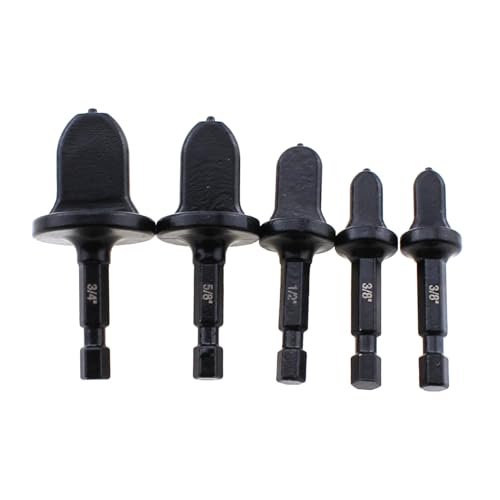 RLECS 5 x schwarze Karbonstahl-Sechskantschaftbohrer-Set, Kupferrohr-Bördelwerkzeug, 1/4 Zoll, 3/8 Zoll, 1/2 Zoll, 5/8 Zoll, 3/4 Zoll für Klimaanlagenwartung von RLECS